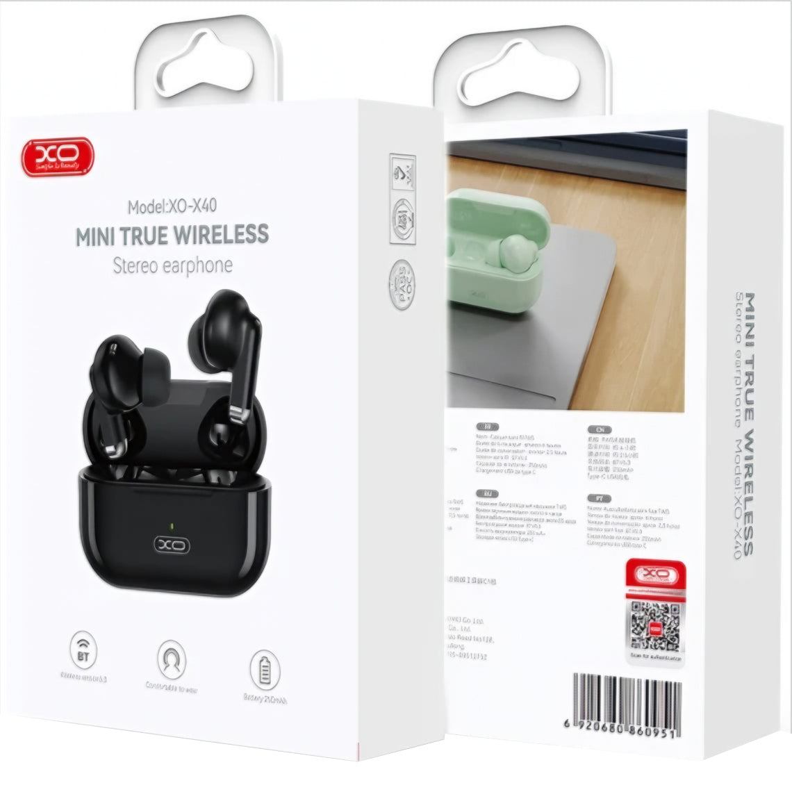 Handsfree Bluetooth XO Design X40, TWS, Svart