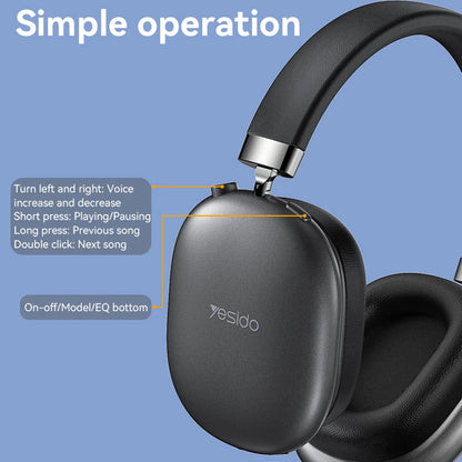 Handsfree Bluetooth Yesido EP05, A2DP, ANC, Svart