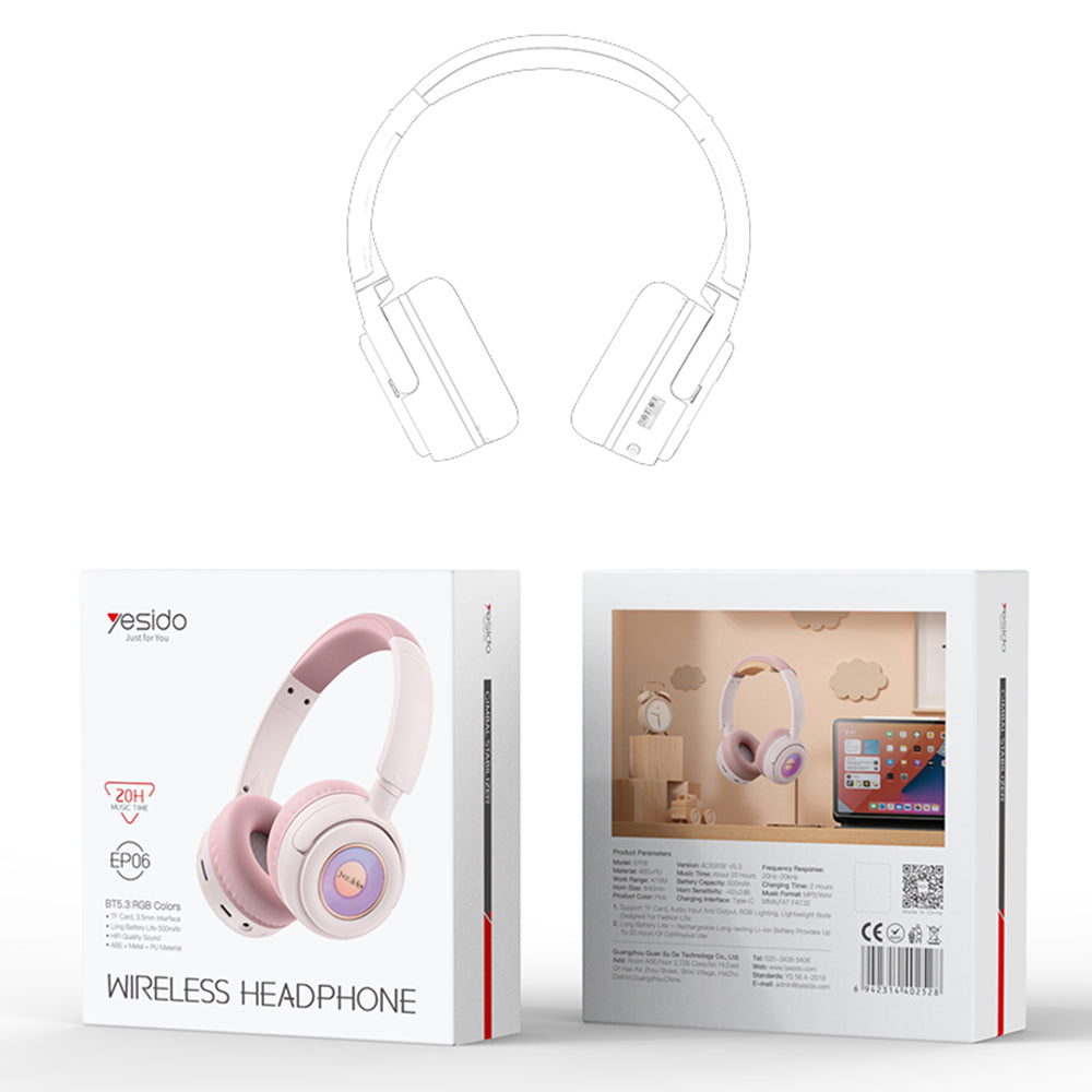 Handsfree Bluetooth Yesido EP06 Kids, A2DP, Svart