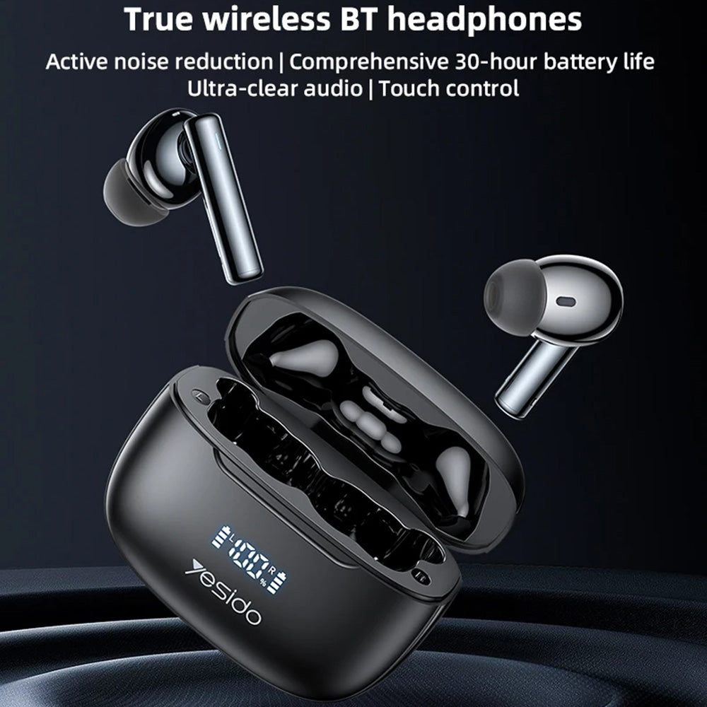 Handsfree Bluetooth Yesido TWS23, TWS, ANC, Svart