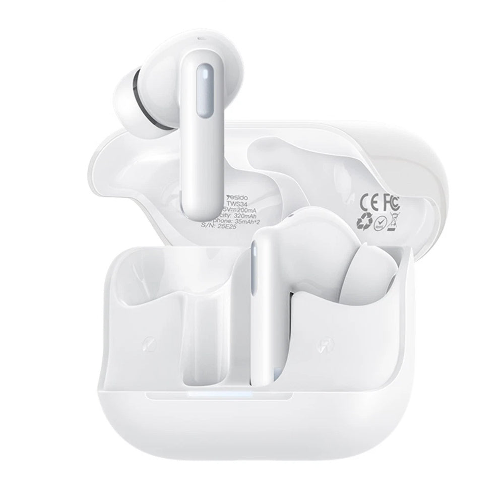 Handsfree Bluetooth Yesido TWS34, TWS, ANC, Hvit
