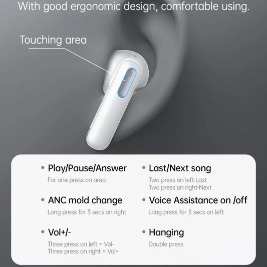 Handsfree Bluetooth Yesido TWS34, TWS, ANC, Hvit