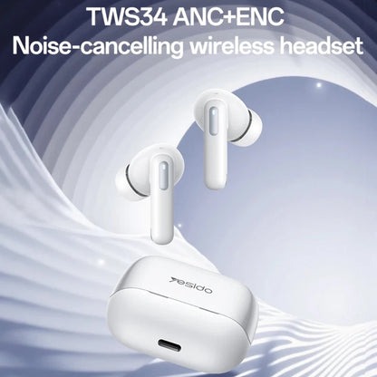Handsfree Bluetooth Yesido TWS34, TWS, ANC, Hvit