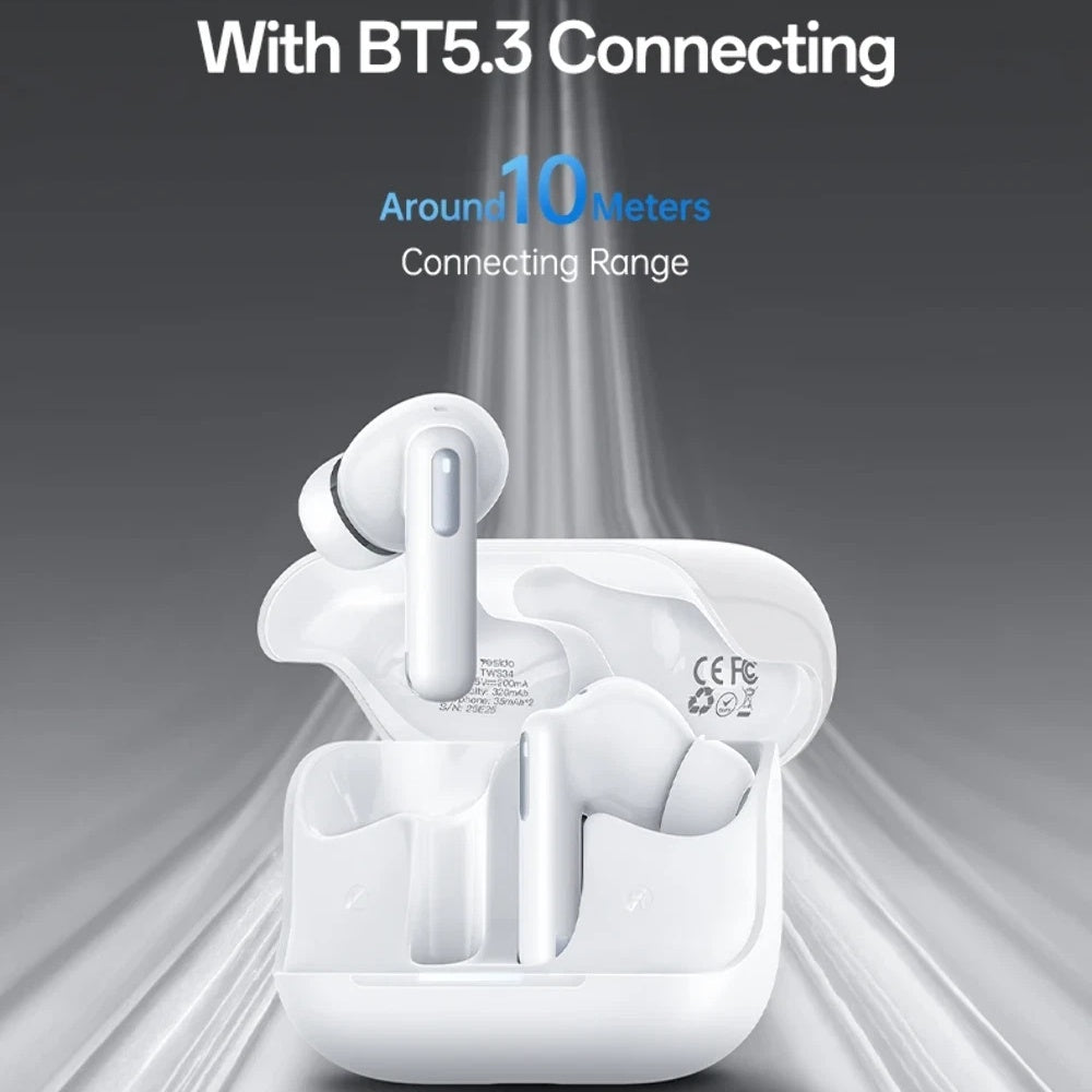 Handsfree Bluetooth Yesido TWS34, TWS, ANC, Hvit