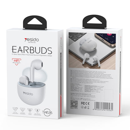 Handsfree Bluetooth Yesido TWS35, TWS, Hvit