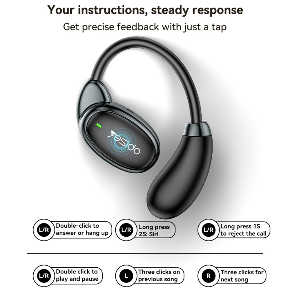 Handsfree Bluetooth Yesido YSP19 BL, TWS, Svart
