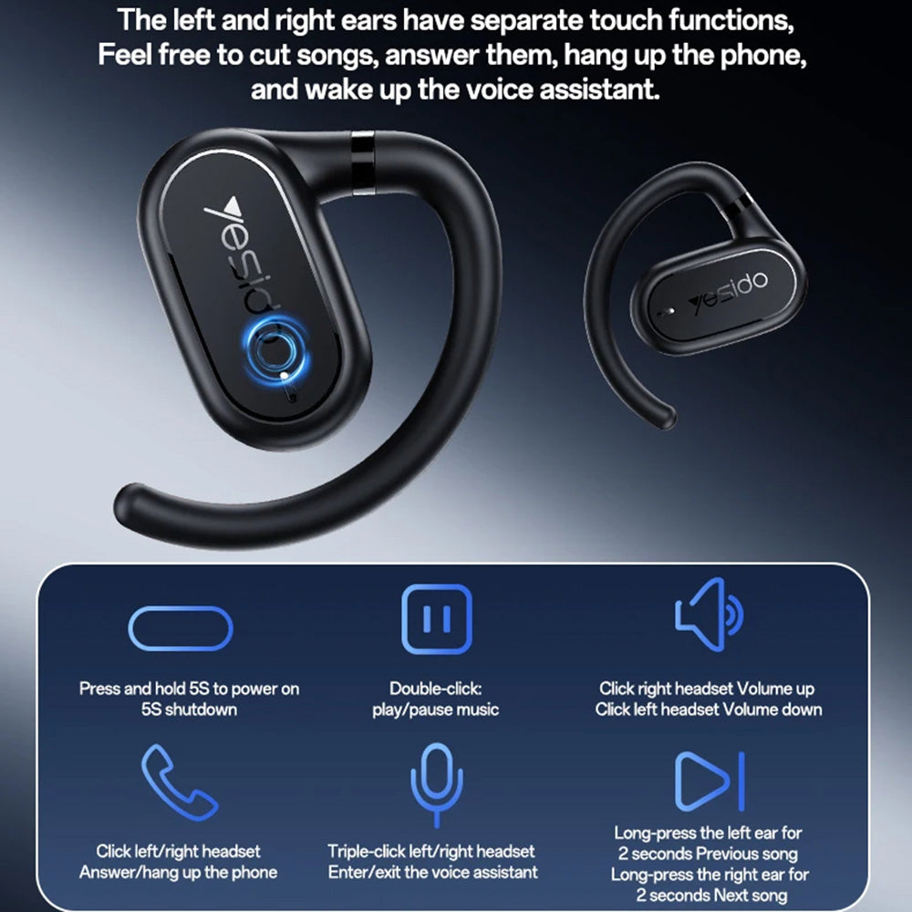 Handsfree Bluetooth Yesido YSP25, TWS, Svart