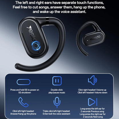 Handsfree Bluetooth Yesido YSP25, TWS, Svart