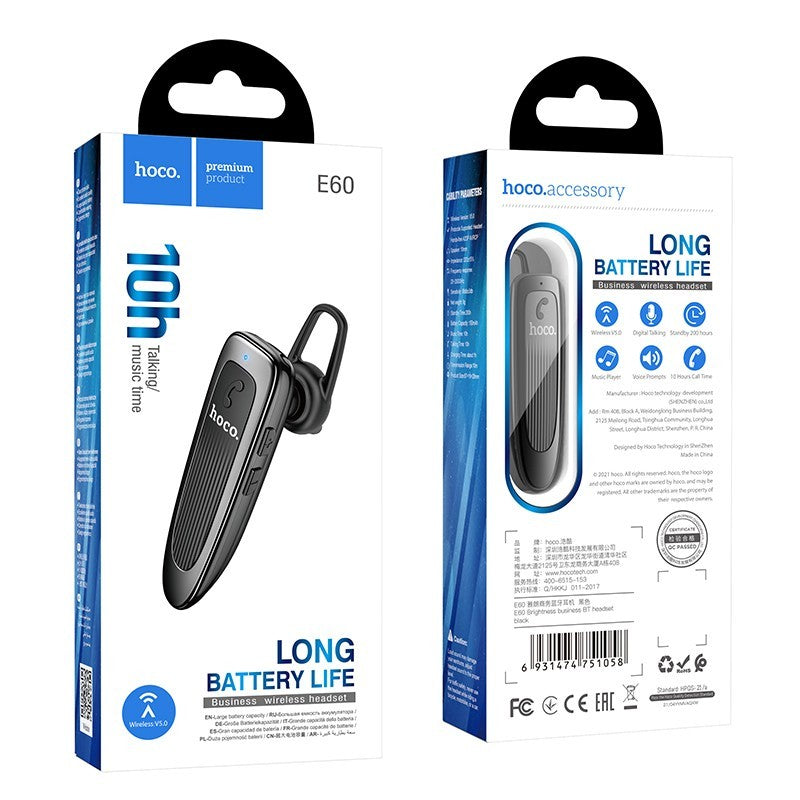 Handsfree Bluetooth HOCO E60 Brightness, A2DP, Svart