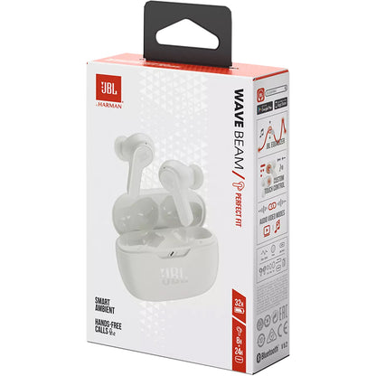 Håndfri Bluetooth JBL Wave Beam, TWS, hvit JBLWBEAMWHT