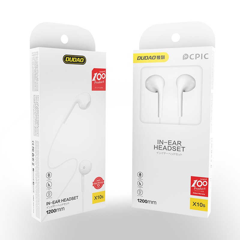Handsfree 3.5mm Dudao X10S, Hvit