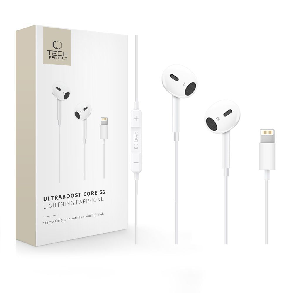 Handsfree Lightning Tech-Protect Ultraboost Core G2, Hvit