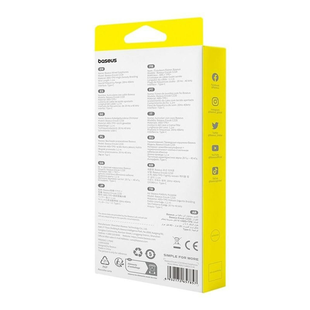 Handsfree USB-C Baseus Encok CZ20, Hvit A00171400213-00