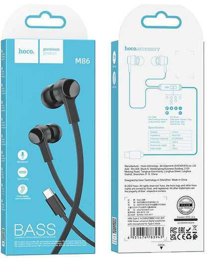 Handsfree USB-C HOCO M86, Svart