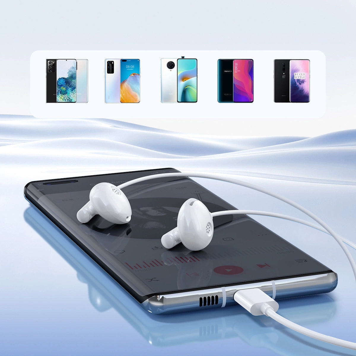 Handsfree USB-C Joyroom JR-EC05, Hvit