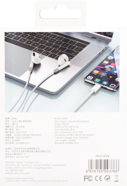 Håndfrie USB-C WiWu EB314, hvit 