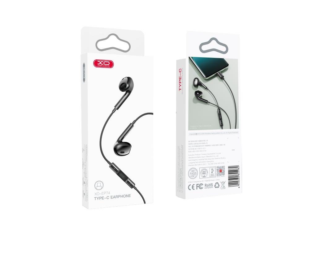 Handsfree USB-C XO Design EP74, Svart