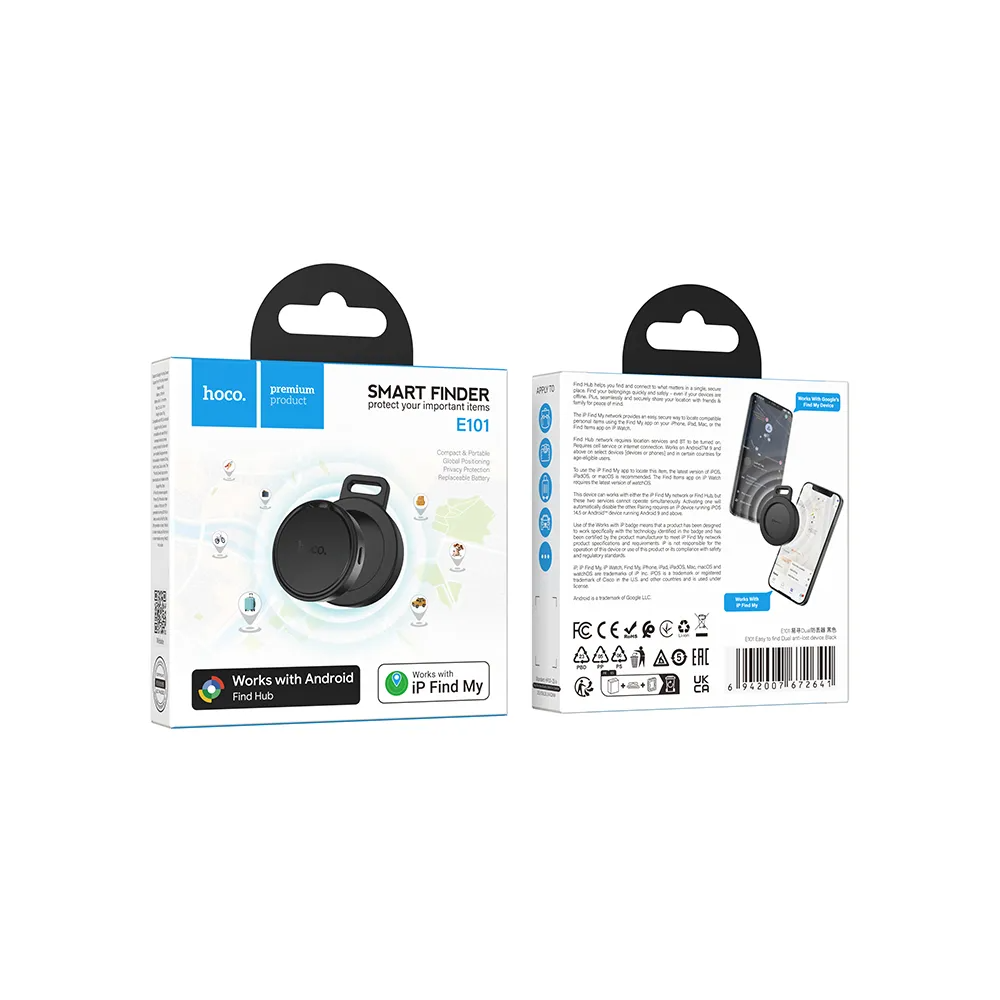 HOCO SmartTag E101 for iOS / Android-serien, svart