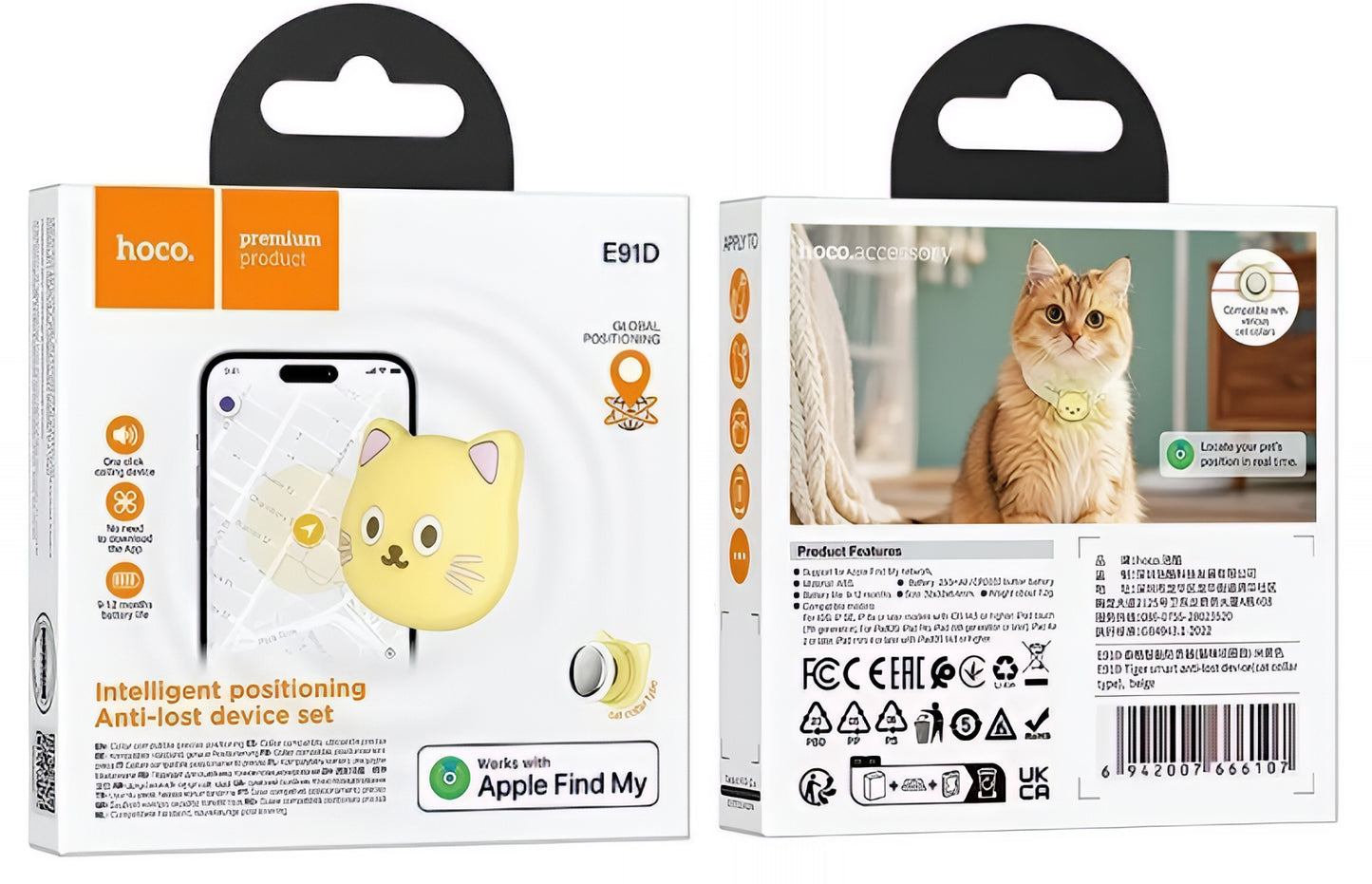 HOCO SmartTag E91D Cat for iOS-serien, Beige