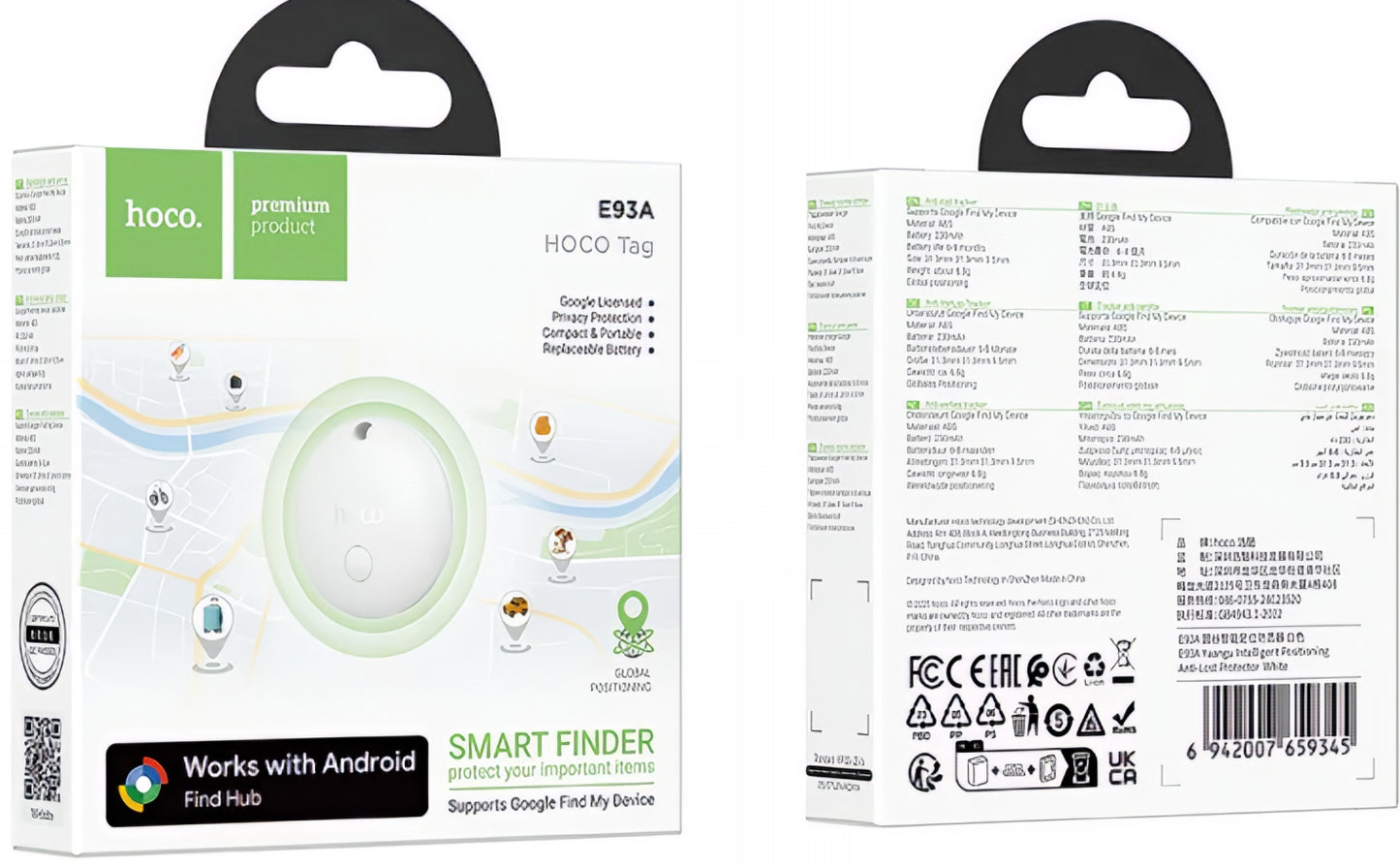 HOCO SmartTag E93A for Android-serien, Hvit