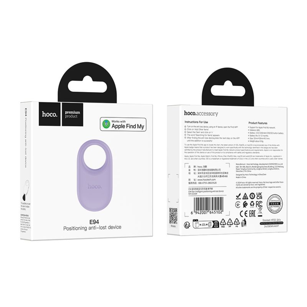 HOCO SmartTag E94 for iOS-serien, Lilla