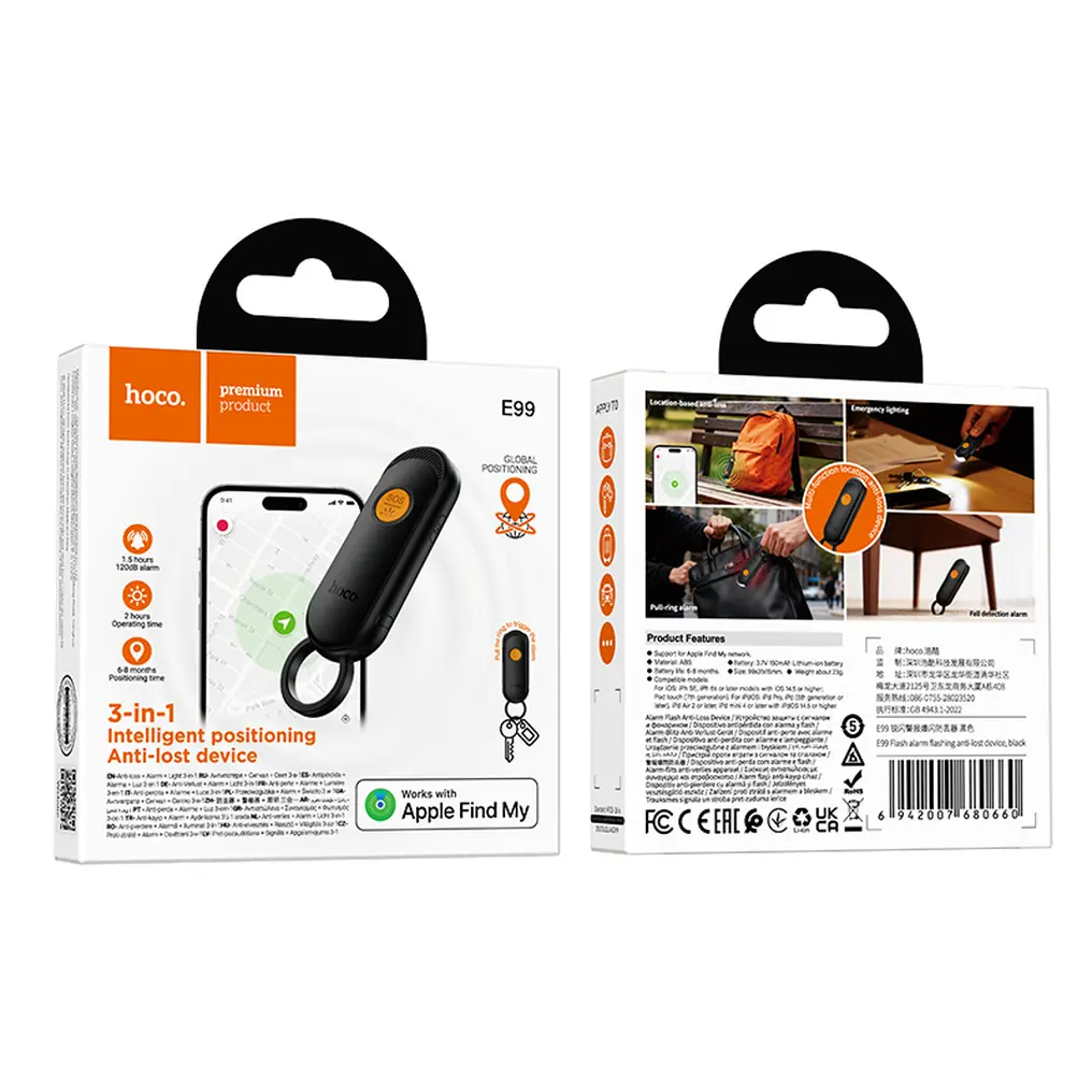HOCO SmartTag E99 Flash for iOS-serien, svart