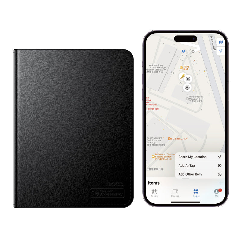 HOCO SmartTag Passport E91G for iOS-serien, svart