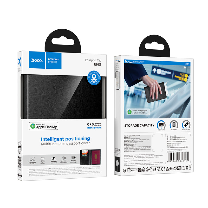 HOCO SmartTag Passport E91G for iOS-serien, svart