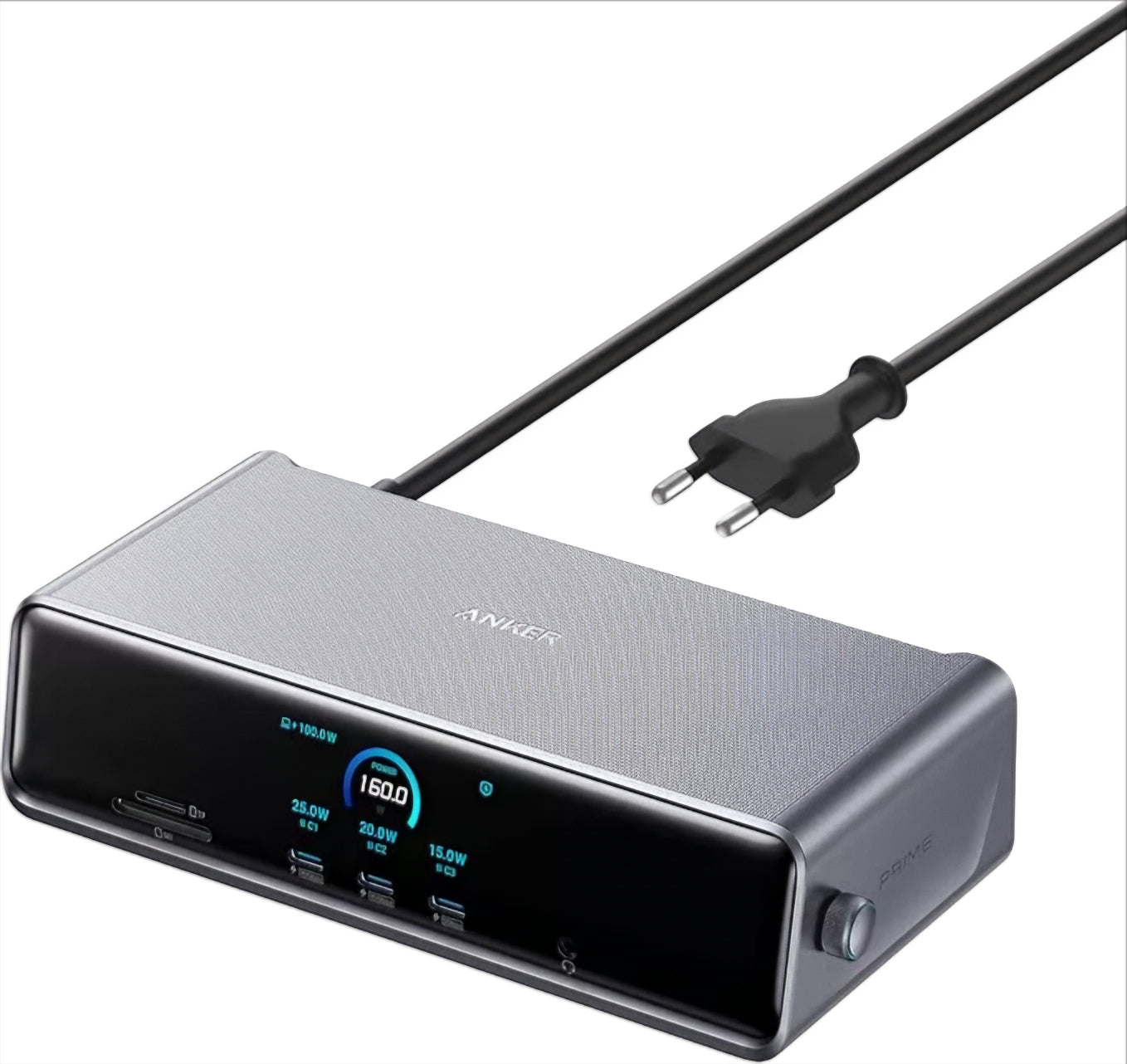 Anker Prime Multifunksjonell Hub, 3 x USB-A - 4 x USB-C - 1 x Display Port - 2 x HDMI - 1 x Jack 3,5 mm - 1 x RJ45 - 1 x SD - 1 x microSD, Grå A83B33A1