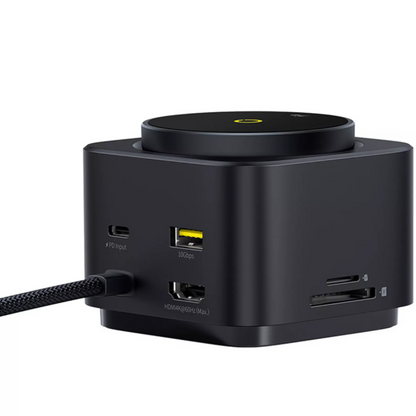 Baseus MagPro II 7i1 multifunksjonshub, 1 x USB-A - 2 x USB-C - 1 x HDMI - 1 x QI - 1 x SD - 1 x microSD, svart Reseglet B00072900121-00