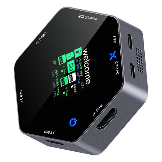 Multifunksjonell hub OEM YC-931, 8i1, Grå