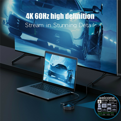 Multifunksjonell hub OEM YC-931, 8i1, Grå