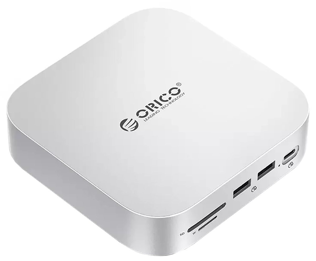 Orico MiniLink M48PR multifunksjonshub for Apple Mac Mini M4, 9-i-1, sølv