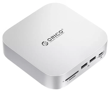 Orico MiniLink M48PR multifunksjonshub for Apple Mac Mini M4, 9-i-1, sølv