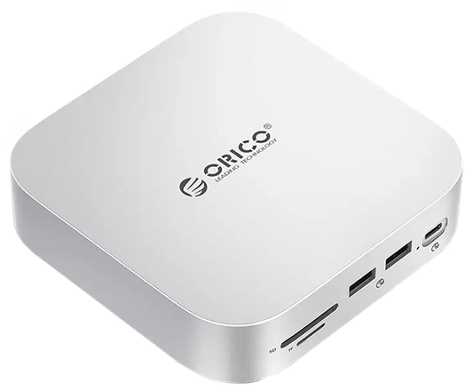 Orico MiniLink M48PR multifunksjonshub for Apple Mac Mini M4, 9-i-1, sølv