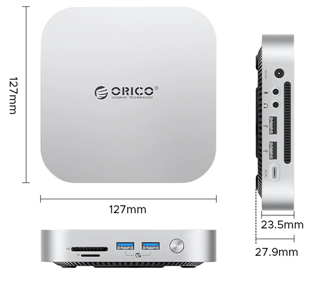 Orico MiniLink M49P multifunksjonshub for Apple Mac Mini M4, 9-i-1, Sølv