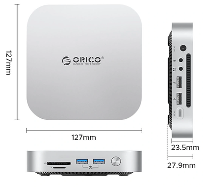 Orico MiniLink M49P multifunksjonshub for Apple Mac Mini M4, 9-i-1, Sølv