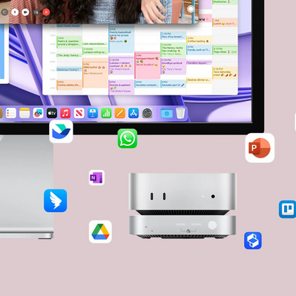 Orico MiniLink M49P multifunksjonshub for Apple Mac Mini M4, 9-i-1, Sølv