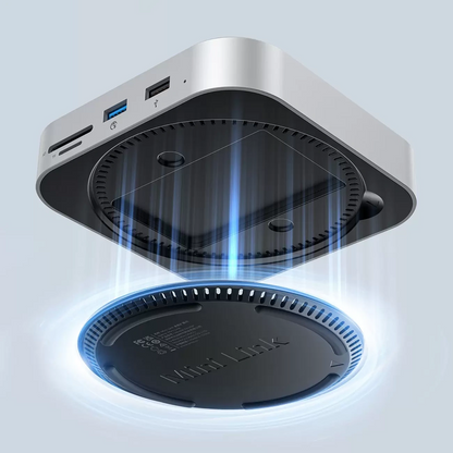 Orico MiniLink M48PR multifunksjonshub for Apple Mac Mini M4, 9-i-1, sølv