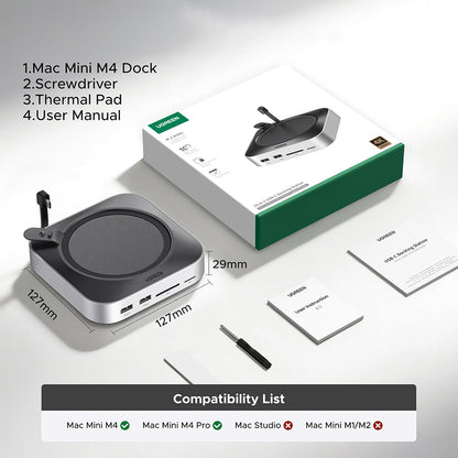 UGREEN CM841A multifunksjonell hub (95094) for Apple Mac Mini M4 / Pro, 10-i-1, grå