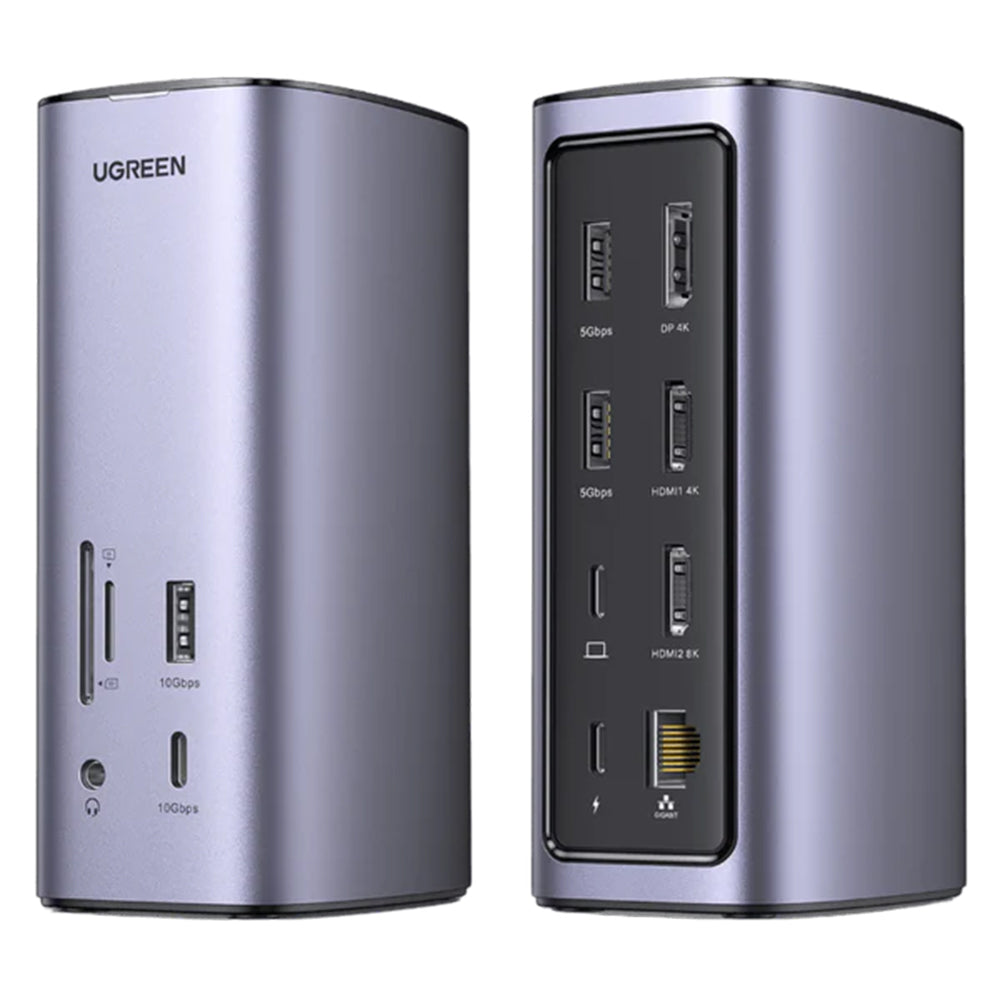 Multifunksjonell UGREEN Pro CM555 Hub, 13in1, Grå