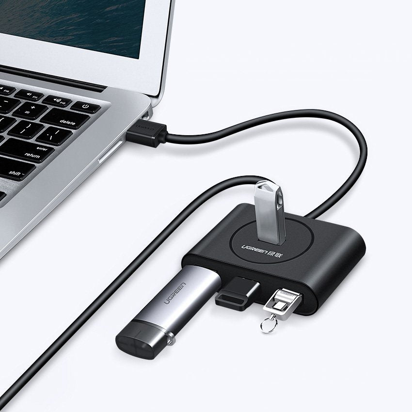 Hub USB UGREEN CR113, 4 x USB-A 3.0, 0,5 m, Svart