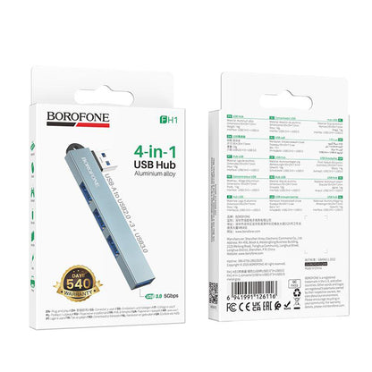Borofone FH1 USB-hub, 4-i-1, Grå
