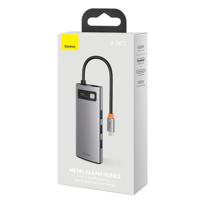 Hub USB-C Baseus Metal Gleam, 3 x USB-A 3.0 - 1 x USB-C - 1 x HDMI, Grå CAHUB-CX0G