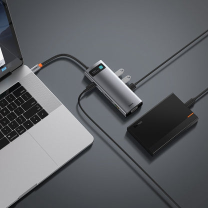 Hub USB-C Baseus, 3 x USB-A 3.0 - 1 x USB-C - 1 x HDMI - 1 x VGA - 1 x RJ45 - 1 x SD - 1 x microSD, Grå CAHUB-CU0G