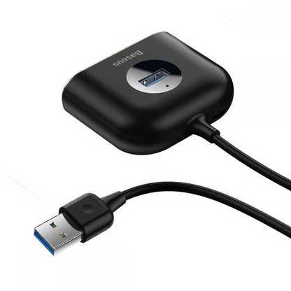 Hub USB Baseus Square, 1 x USB-A 3.0 - 3 x USB-A, Svart CAHUB-AY01