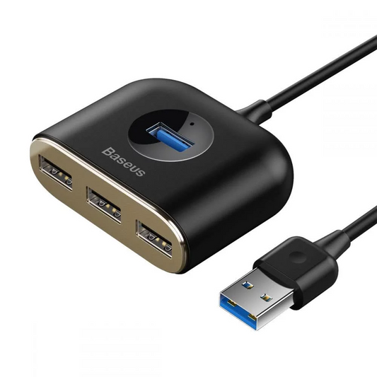 Hub USB Baseus Square, 1 x USB-A 3.0 - 3 x USB-A, Svart CAHUB-AY01