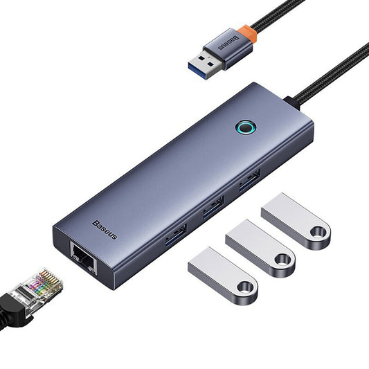 Hub USB Baseus UltraJoy, 3 x USB-A 3.0 - 1 x RJ45, Grå B0005280A813-01