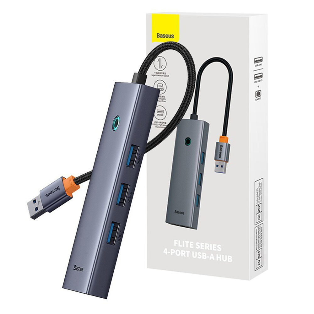 Hub USB Baseus UltraJoy, 3 x USB-A 3.0 - 1 x RJ45, Grå B0005280A813-01