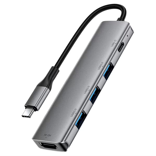 Hub USB-C Acefast J16, 5-i-1, Grå